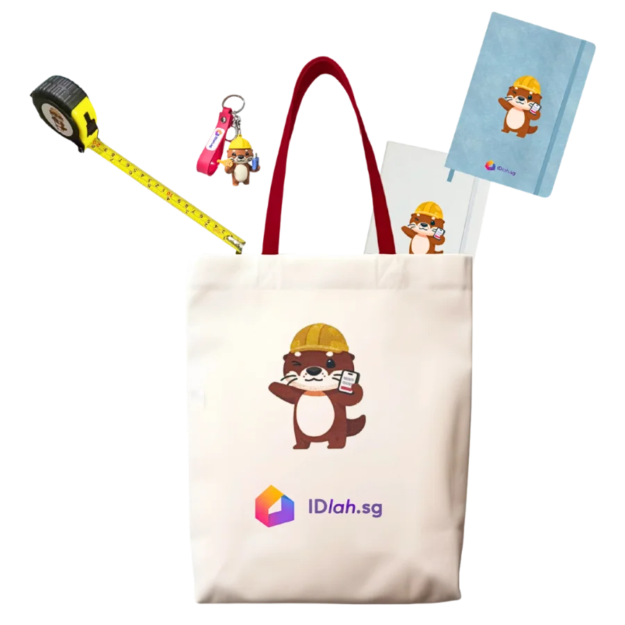 Homeowner Kit tote bag with notebooks, keychain and measuring tape